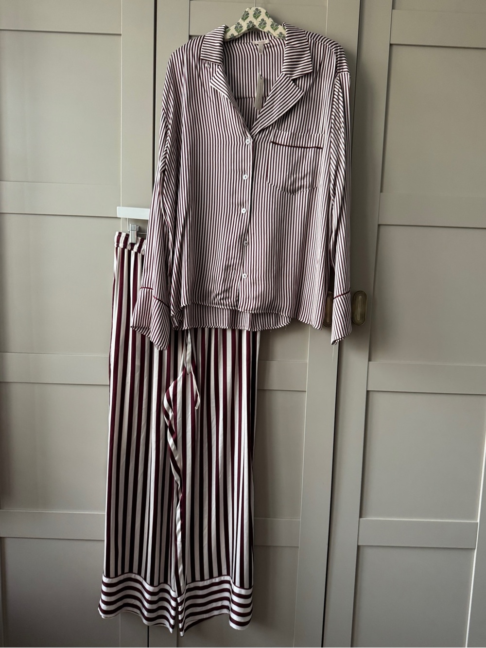 Lyrebird Neela Oversized Pajama Set in LB Silky Chocolate Brown & White Stripes